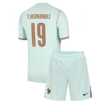 Billige Fotballdrakt Frankrike Theo Hernandez #19 Replika Bortedraktsett Barn VM 2026 Kortermet (med bukser)